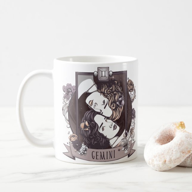 Caneca De Café Horóscopo - GEMINI (Com Donut)