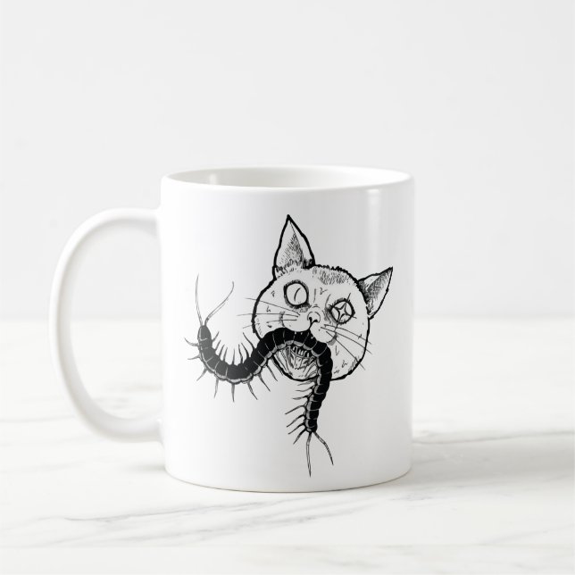 Caneca De Café Horror cat anime art (Esquerda)