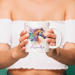 Caneca De Café Horse Lover Watercolor Name Mug
