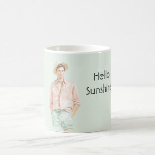 Caneca De Café Hortelã Pêssego Olá Homem Sol