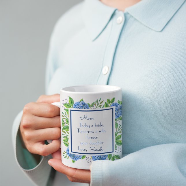 Caneca De Café Hortênsias Presentes da Noiva para a Mãe da Noiva (Criador carregado)
