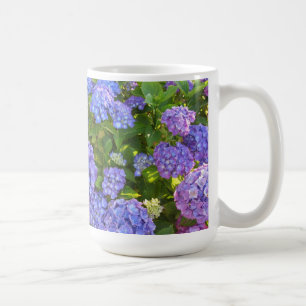 Caneca De Café Hortênsias Roxas e Azuis