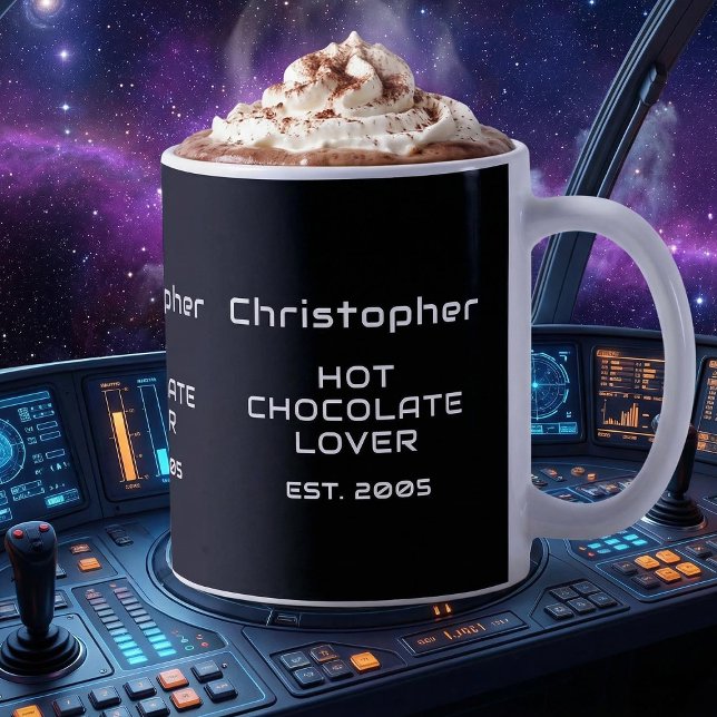 Caneca De Café Hot Chocolate Lover White Sci-Fi Script Name Est. (Criador carregado)