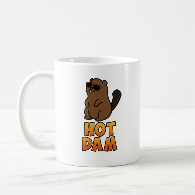 Caneca De Café Hot Dam Funny Legal Beaver Pun (Esquerda)