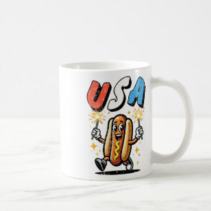 Caneca De Café Hot Dog 4º De Julho Fogos De Artifício Dia Da Inde