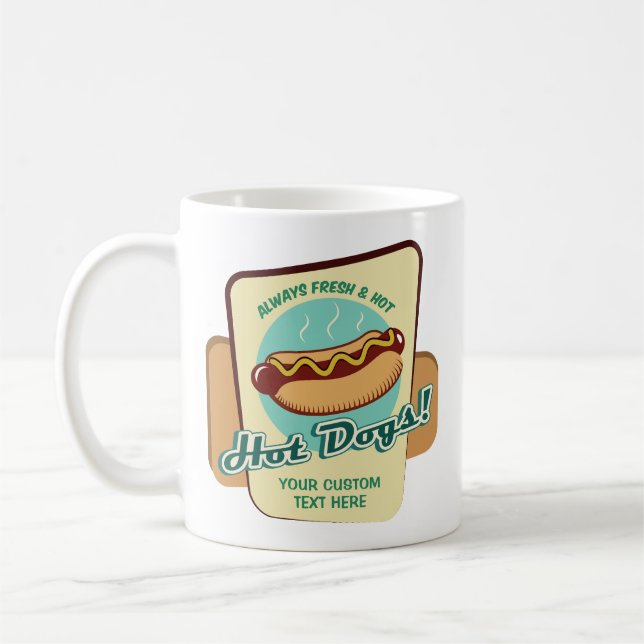 Caneca De Café Hot Dog de Texto Personalizado (Esquerda)