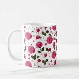Caneca De Café Hot Pink 3D Rose Pattern Classic Mug | Seamless