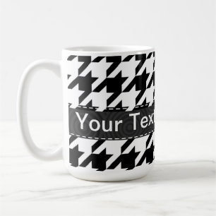 Caneca De Café Houndstooth preto & branco