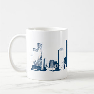 Caneca De Café Houston, Texas Skyline, Marinho - Arte em Linha