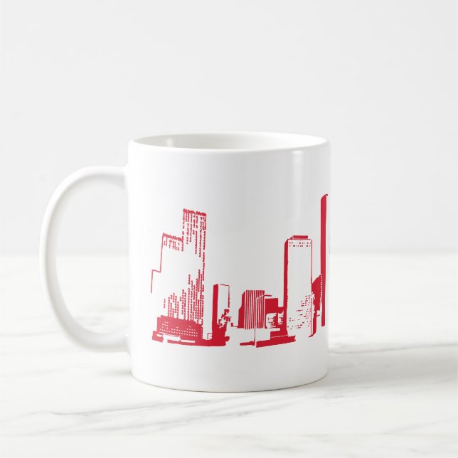 Caneca De Café Houston, Texas Skyline, Red - Line Art (Esquerda)