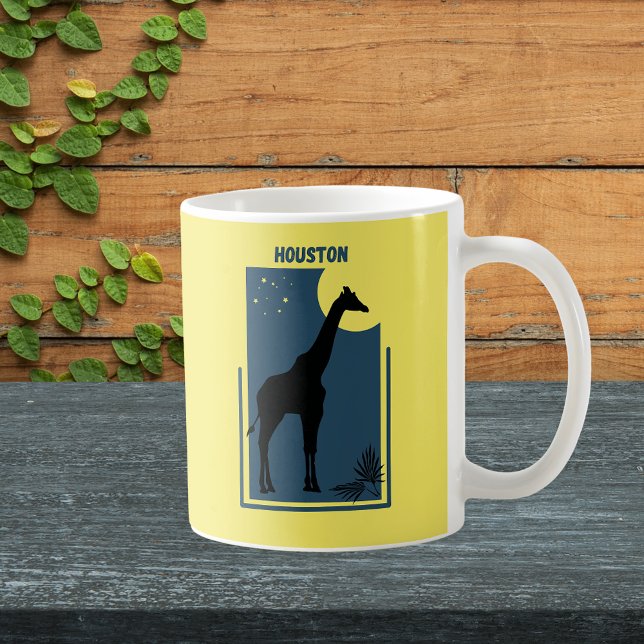 Caneca De Café Houston Zoo Texas Vintage Giraffe (Houston Texas Zoo Safari Animal Adventure Giraffe Mug)