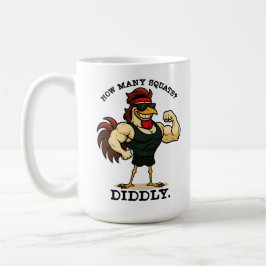 Caneca De Café How Many Squats? Diddly – Funny Rooster Gym