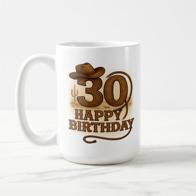 Caneca De Café Howdy, 30 anos: Western Birthday Mug (Esquerda)