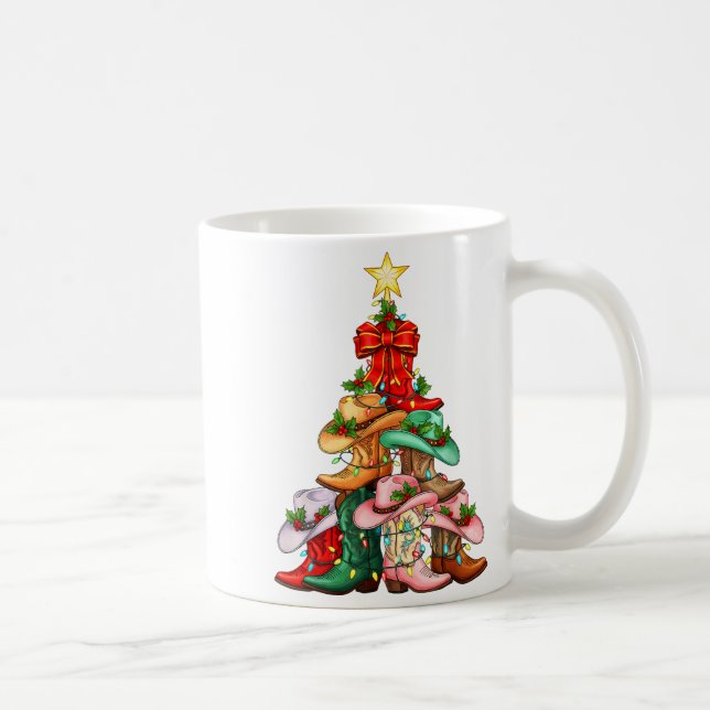 Caneca De Café Howdy Christmas Tree Western Cowgirl Boots Xmas Li (Direita)