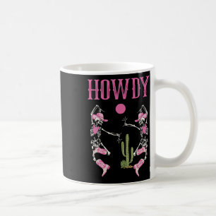 Caneca De Café Howdy Skeleton Dançando no Oeste Cowgirl Hal