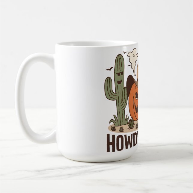 Caneca De Café Howdy Witches Halloween Western Design (Esquerda)