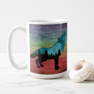 Caneca De Café Howling Wolf Forest Trees