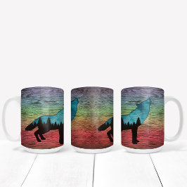 Caneca De Café Howling Wolf Forest Trees