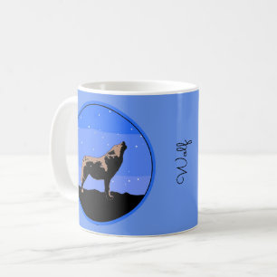 Caneca De Café Howling Wolf no inverno - Arte original sobre a vi