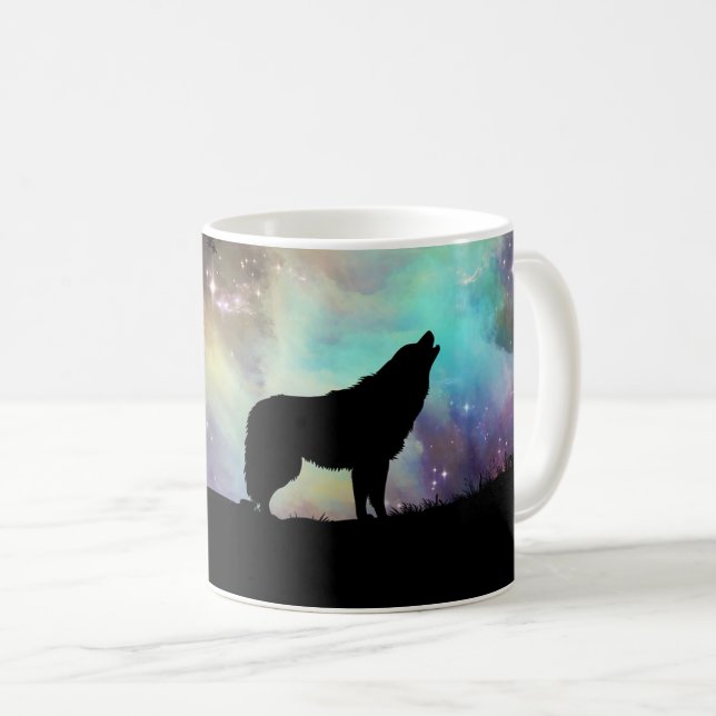 Caneca De Café Howling Wolf Silhouette Coffee Mug (Frente Esquerda)
