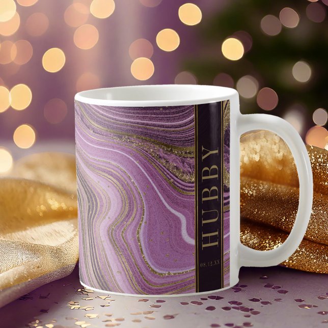 Caneca De Café Hubby de Casamento de Agate abstrato, Mauve ID827 (Criador carregado)