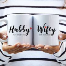 Hubby & Wifey Casal Mug (Personalize Hubby)