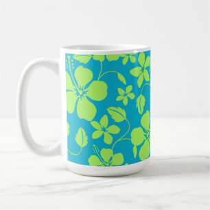 CANECA DE CAFÉ HULA HAWAIANA (HIBÍSCO) LIMA VERDE-ÁGUA