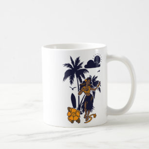 Caneca De Café Hula Hawaiian Girl Vintage Graphic