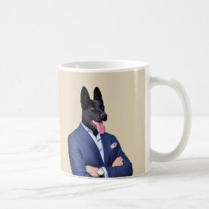 Caneca De Café Humanimal: Pastor Alemão Preto de Terno