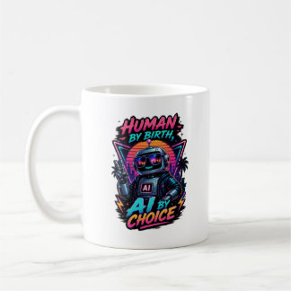 Caneca De Café Humano por Nascimento, IA por Escolha Camiseta Neo