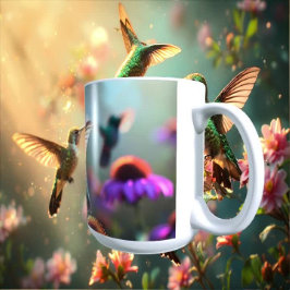 Caneca De Café Humming birds love Echinacea 01