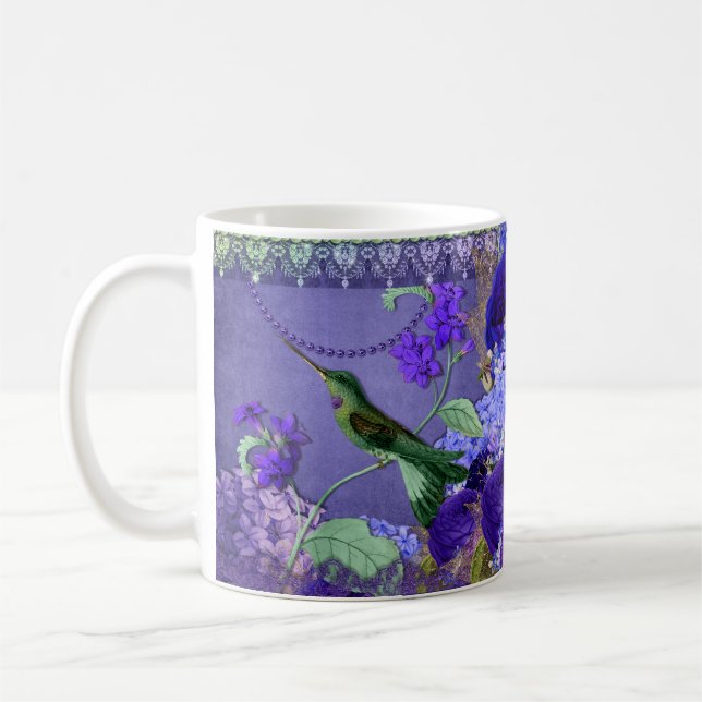 Caneca De Café Hummingbird com cristal roxo e volta com (Esquerda)