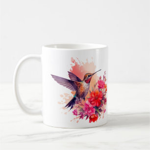 Caneca De Café Hummingbird com Flores Coffee Mug