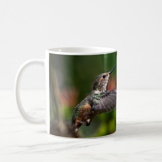 Caneca De Café Hummingbird com Flores - Foto da Vida Selvagem (Esquerda)