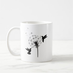 Caneca De Café Hummingbird e Dandelion Flor Nature Art