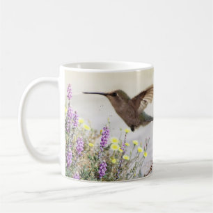 Caneca De Café Hummingbird e flores silvestres Arte digital