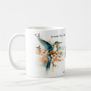 Caneca De Café Hummingbird Elegante Por Aquarela Monograma Com No