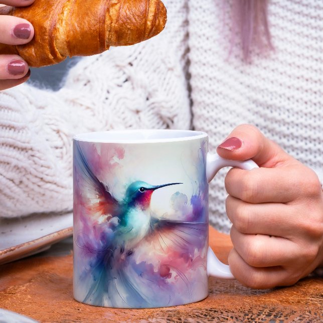 Caneca De Café Hummingbird Graceful em Watercolor (Criador carregado)