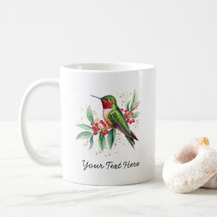 Caneca De Café Hummingbird personalizado com aquarela natalina