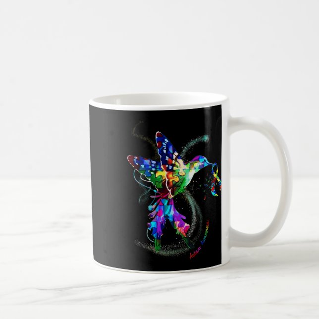 Caneca De Café Hummingbird Segurando Quebra-cabeça de Autismo de  (Direita)