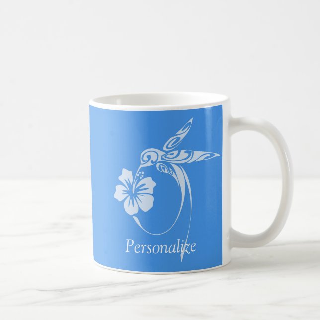 Caneca De Café Hummingbird Simples e Elegante Azul e Branco (Direita)