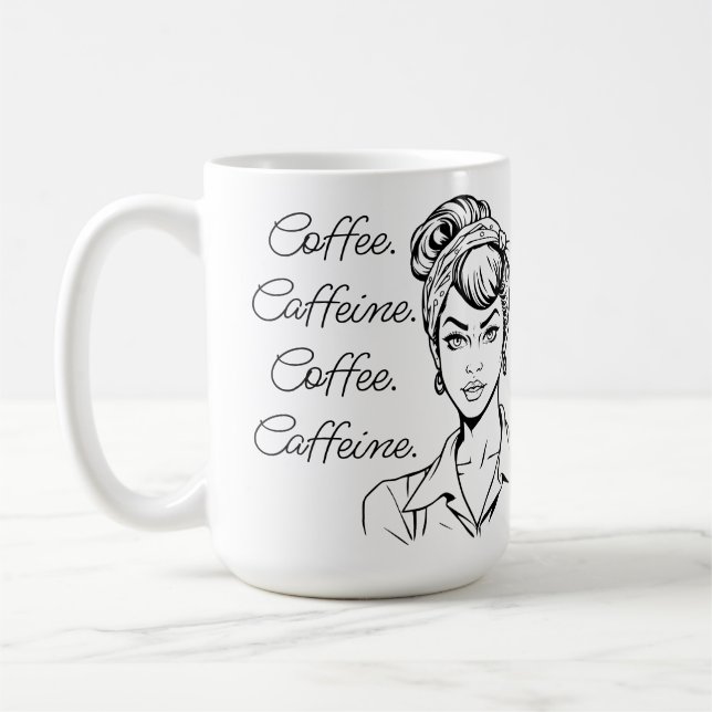 Caneca De Café Humor de Café | Café, Cafeína, Repita (Esquerda)