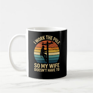 Caneca De Café Humor de Lineman Divertido Eu Trabalho Com Orgulho