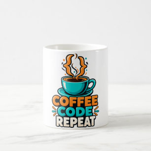 Caneca De Café Humor de Programador Café Código Repetir