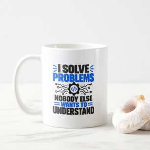 Caneca De Café Humor de Suporte Técnico Eu Resolvo Problemas Que