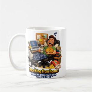 Caneca De Café Humor de Trabalho em Casa