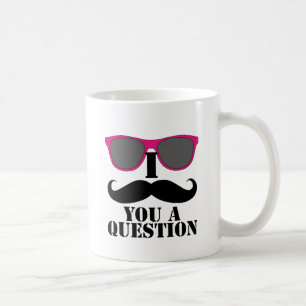 Caneca De Café Humor do Moustache com óculos de sol cor-de-rosa