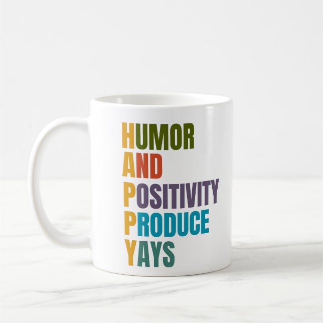Caneca De Café Humor FELIZ E Produto De Positividade (Esquerda)