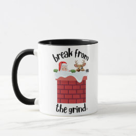 Caneca de Café Humor Natalino na Chaminé