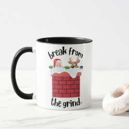 Caneca de Café Humor Natalino na Chaminé